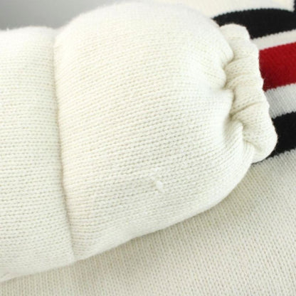 Prada Down Jacket Hooded Wool Cashmere Blend Logo Jacquard Knit L Ivory MW