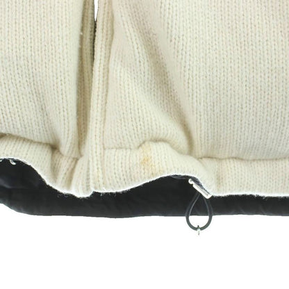 Prada Down Jacket Hooded Wool Cashmere Blend Logo Jacquard Knit L Ivory MW