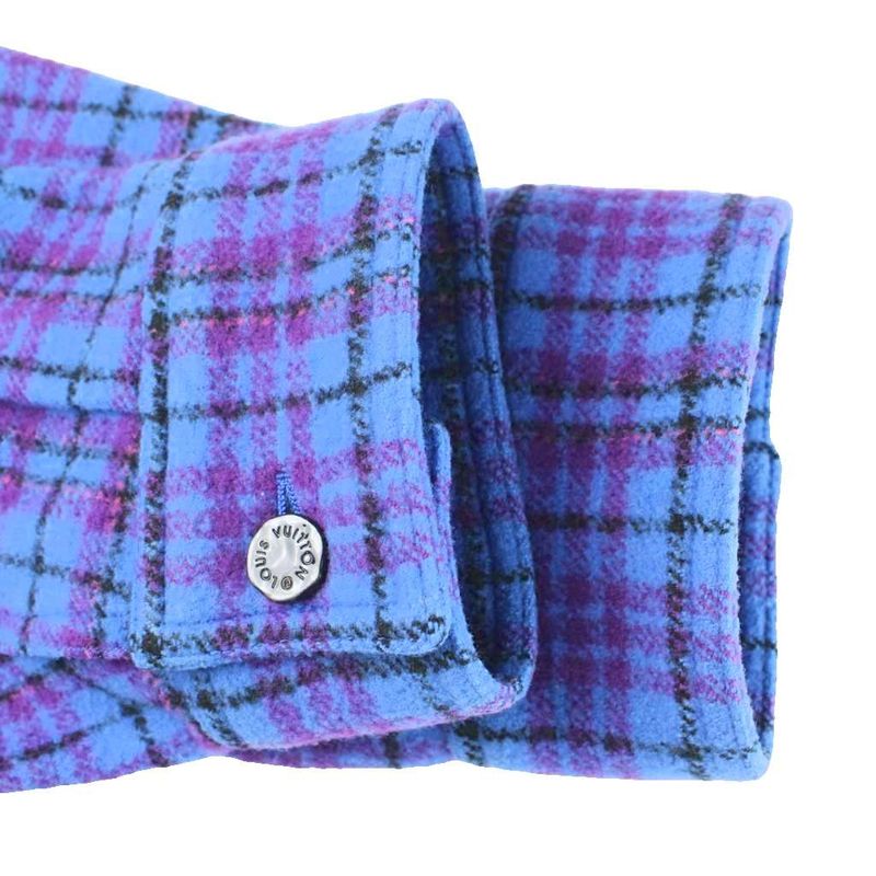 Louis Vuitton Cropped Flannel Jacket Wool 50 Blue Purple Orr MW