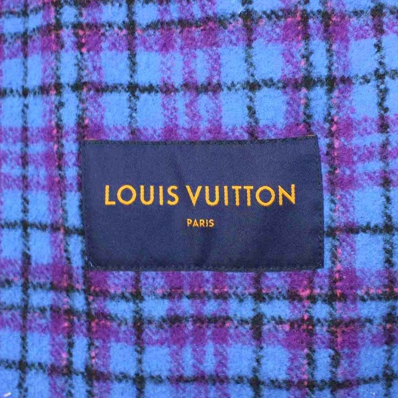 Louis Vuitton Cropped Flannel Jacket Wool 50 Blue Purple Orr MW