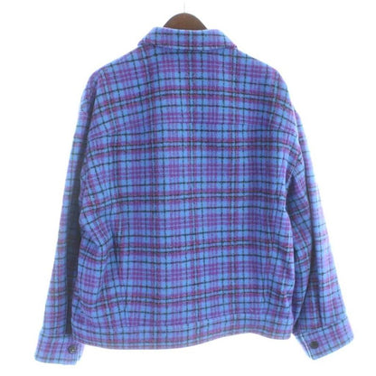 Louis Vuitton Cropped Flannel Jacket Wool 50 Blue Purple Orr MW