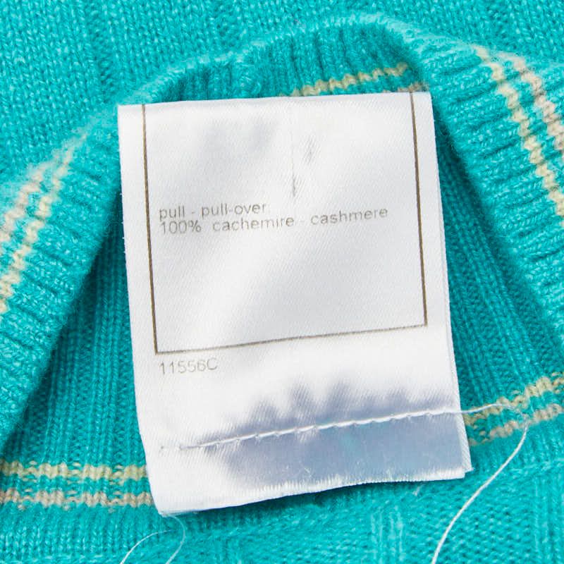 Chanel V-neck Knit 36 Light Blue Cashmere