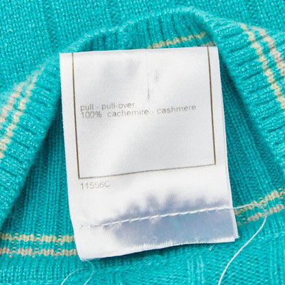 Chanel V-neck Knit 36 Light Blue Cashmere