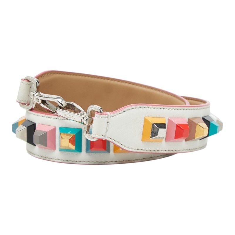 Fendi Strap You Studded Shoulder White Multicolor Leather