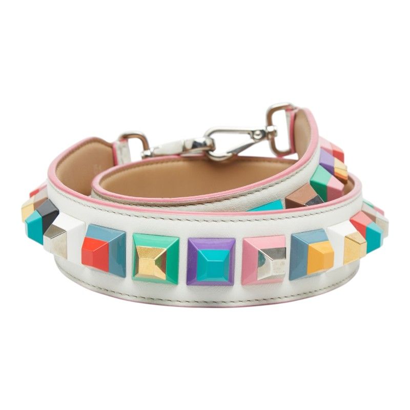 Fendi Strap You Studded Shoulder White Multicolor Leather