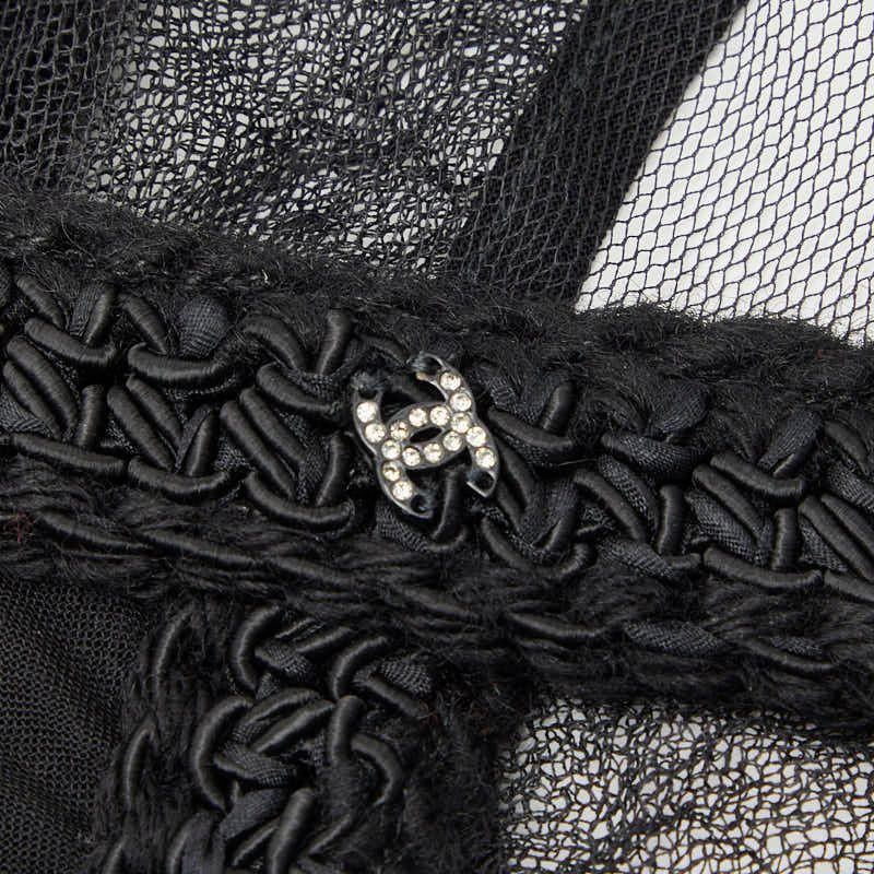 Chanel CC Logo Mesh Top Sleeveless Black Line Stone