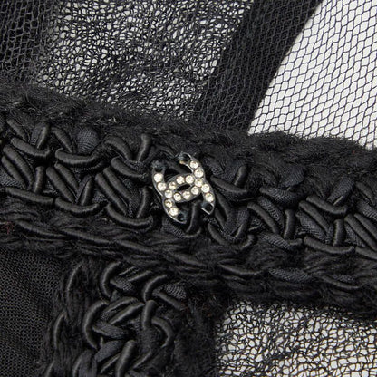 Chanel CC Logo Mesh Top Sleeveless Black Line Stone