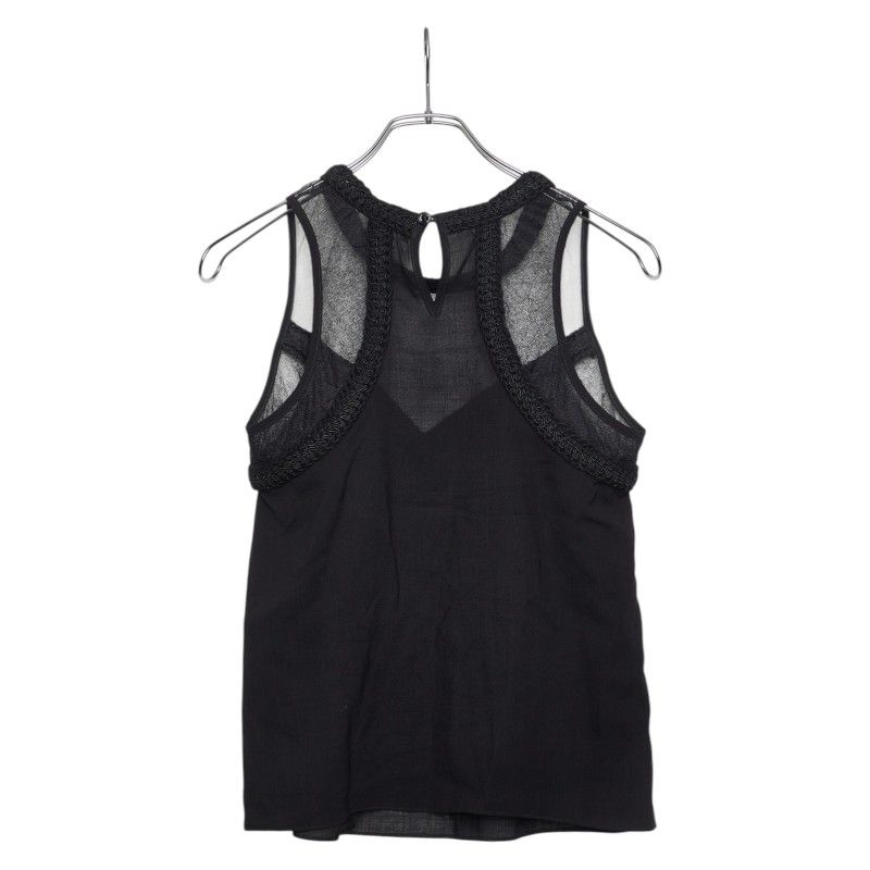 Chanel CC Logo Mesh Top Sleeveless Black Line Stone