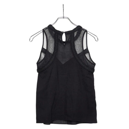 Chanel CC Logo Mesh Top Sleeveless Black Line Stone