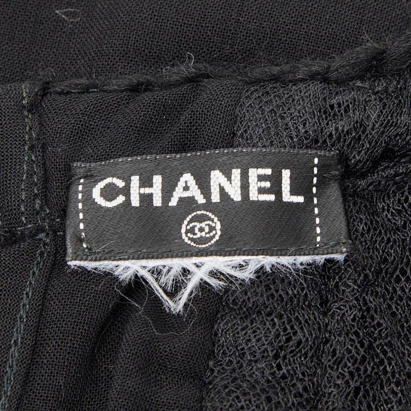 Chanel CC Logo Mesh Top Sleeveless Black Line Stone