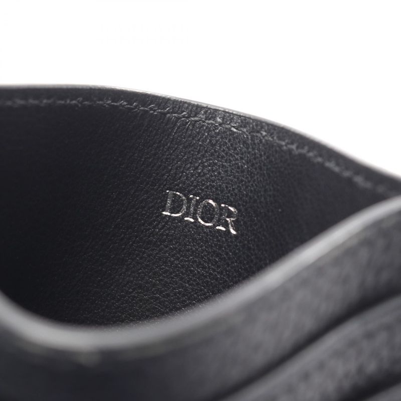 Dior Card Case CD Icon Holder Black Leather CD Lcon