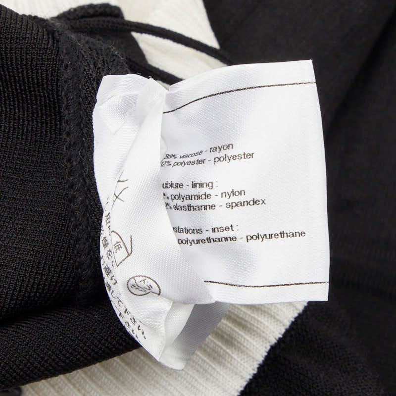 Chanel Bicolor Knit Skirt 34 Black White Rayon Polyester