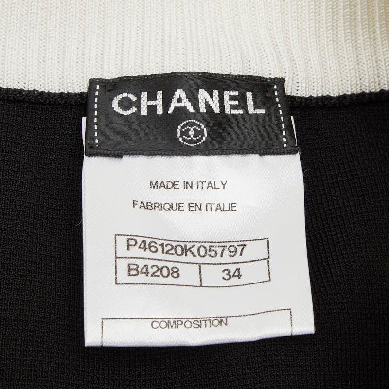 Chanel Bicolor Knit Skirt 34 Black White Rayon Polyester
