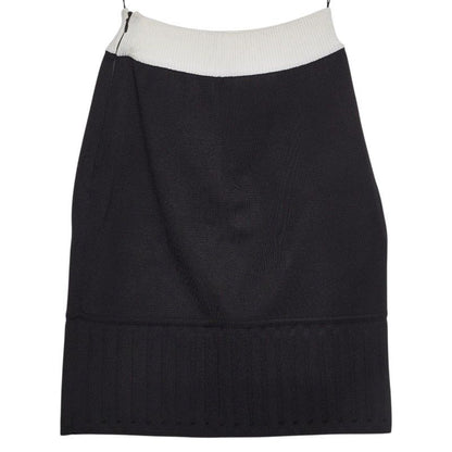 Chanel Bicolor Knit Skirt 34 Black White Rayon Polyester