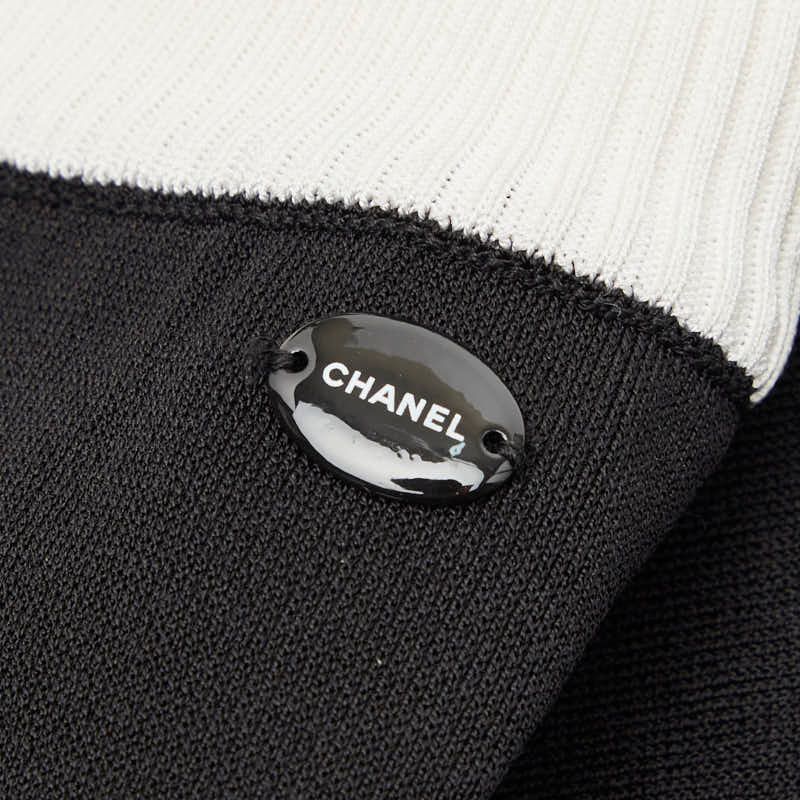 Chanel Bicolor Knit Skirt 34 Black White Rayon Polyester
