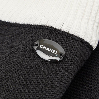 Chanel Bicolor Knit Skirt 34 Black White Rayon Polyester