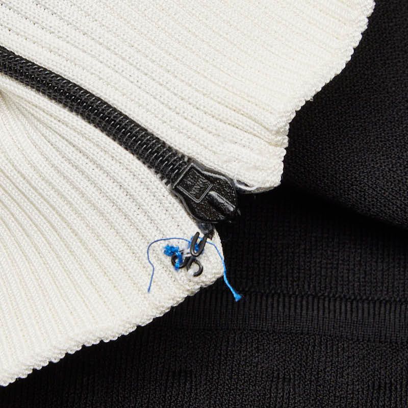Chanel Bicolor Knit Skirt 34 Black White Rayon Polyester