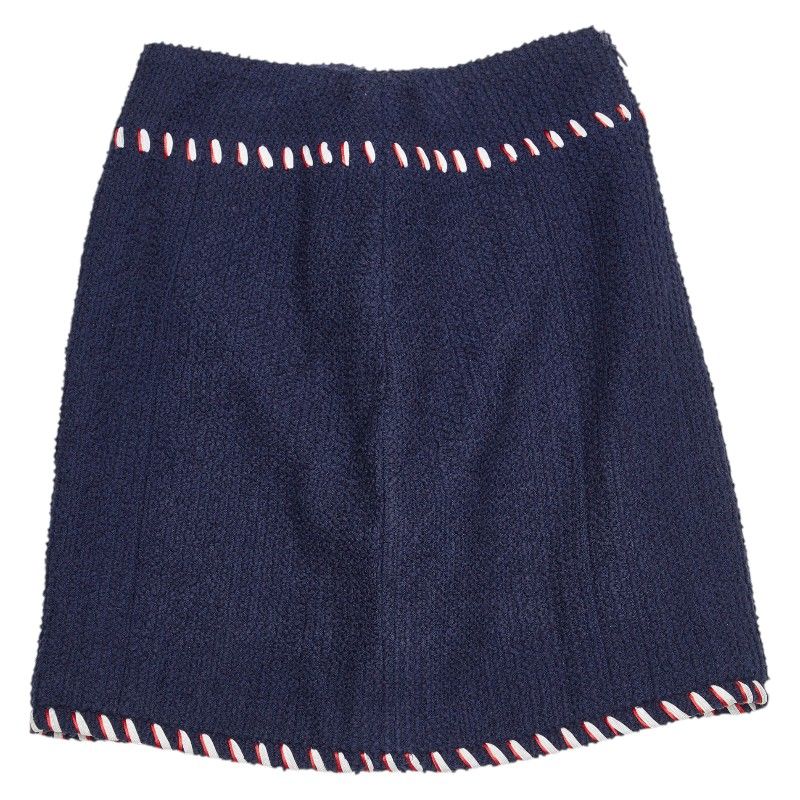 Chanel Boutique Tricolor Skirt Navy Multicolor Tweed