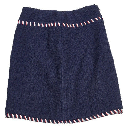 Chanel Boutique Tricolor Skirt Navy Multicolor Tweed