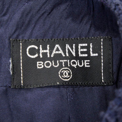 Chanel Boutique Tricolor Skirt Navy Multicolor Tweed