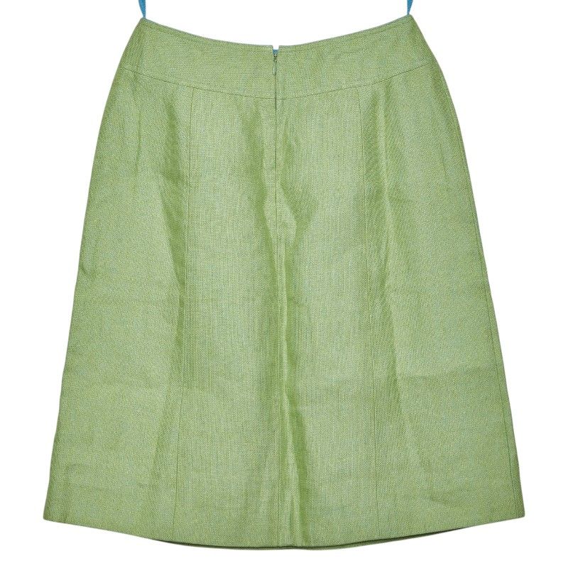 Chanel Set Vest Skirt 36 Green Linen Cotton