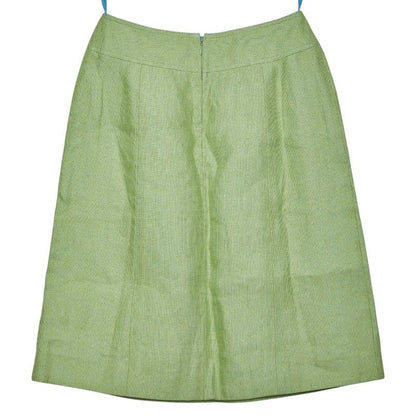 Chanel Set Vest Skirt 36 Green Linen Cotton