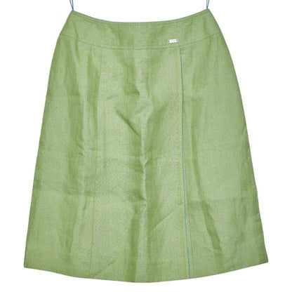 Chanel Set Vest Skirt 36 Green Linen Cotton