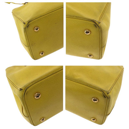 Prada Saffiano Yellow Gold Leather Shoulder Bag 2-Way
