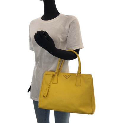 Prada Saffiano Yellow Gold Leather Shoulder Bag 2-Way
