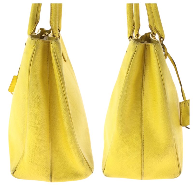 Prada Saffiano Yellow Gold Leather Shoulder Bag 2-Way