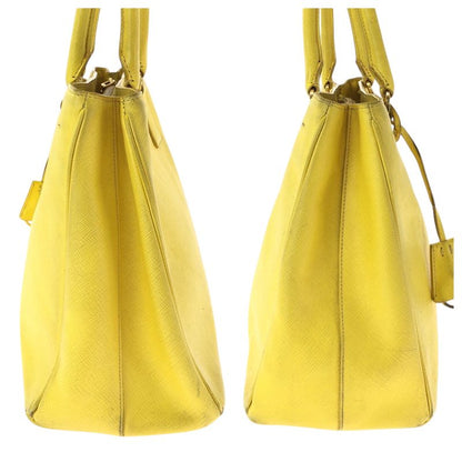Prada Saffiano Yellow Gold Leather Shoulder Bag 2-Way