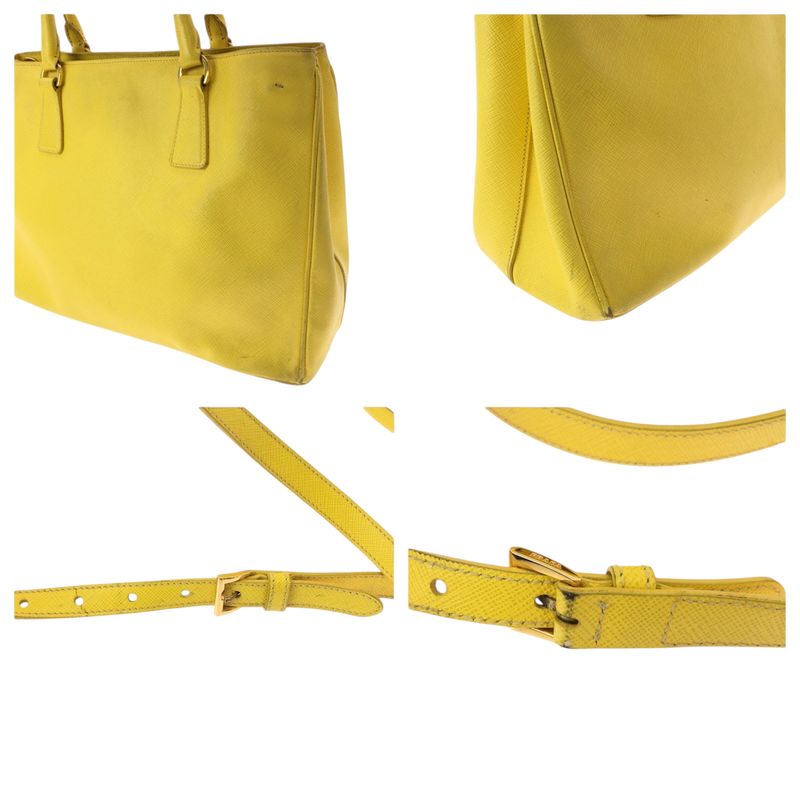 Prada Saffiano Yellow Gold Leather Shoulder Bag 2-Way