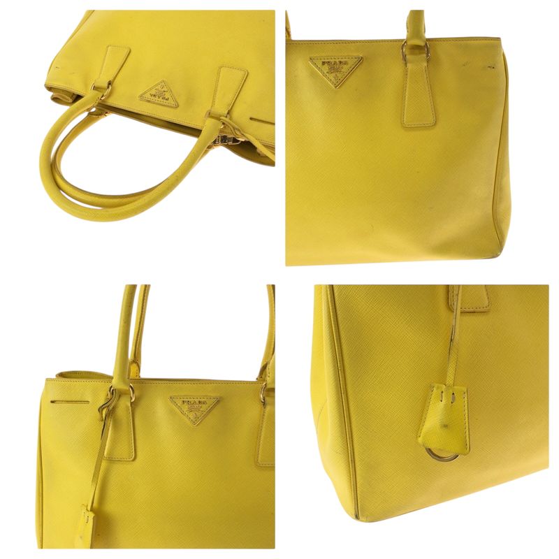Prada Saffiano Yellow Gold Leather Shoulder Bag 2-Way
