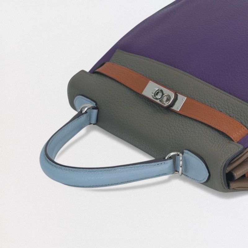 Hermes Kelly 32 Harlequin Tote Shoulder Bag Taurillon Clemence Ultra Violet