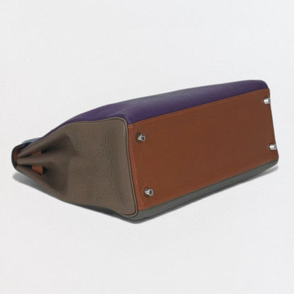 Hermes Kelly 32 Harlequin Tote Shoulder Bag Taurillon Clemence Ultra Violet