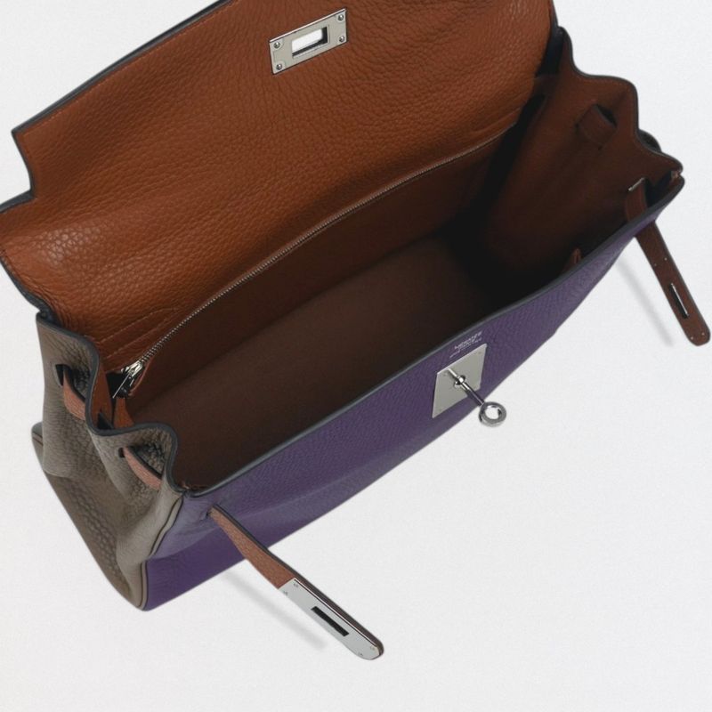 Hermes Kelly 32 Harlequin Tote Shoulder Bag Taurillon Clemence Ultra Violet