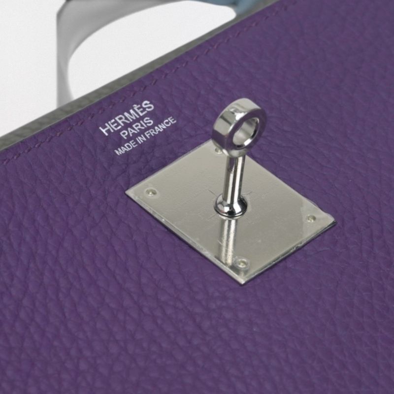 Hermes Kelly 32 Harlequin Tote Shoulder Bag Taurillon Clemence Ultra Violet
