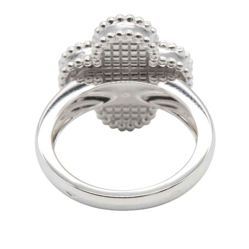 Van Cleef & Arpels Ring Vintage Alhambra Guilloche 18k White Gold