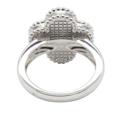 Van Cleef & Arpels Ring Vintage Alhambra Guilloche 18k White Gold