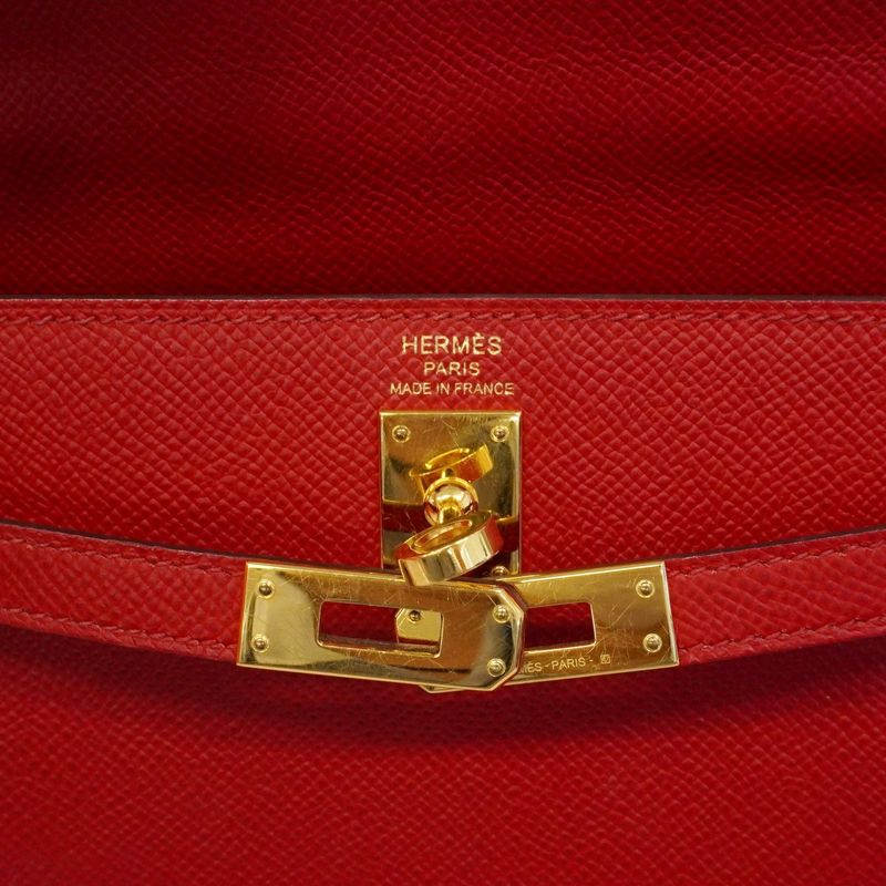 Hermes Handbag Kelly 25 Veau Epsom Rouge Casac Gold 2-Way Bag