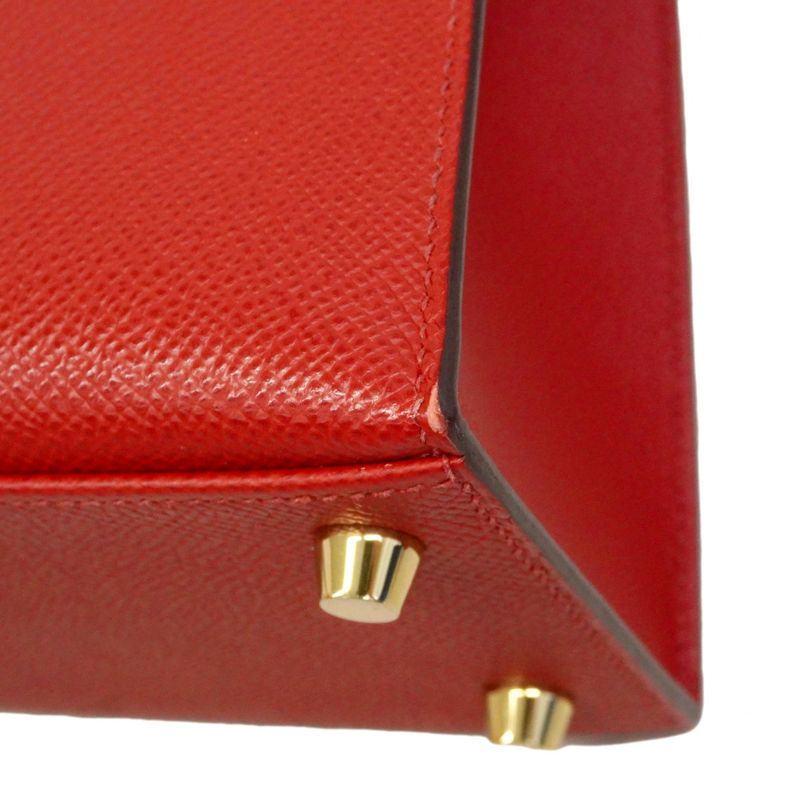 Hermes Handbag Kelly 25 Veau Epsom Rouge Casac Gold 2-Way Bag
