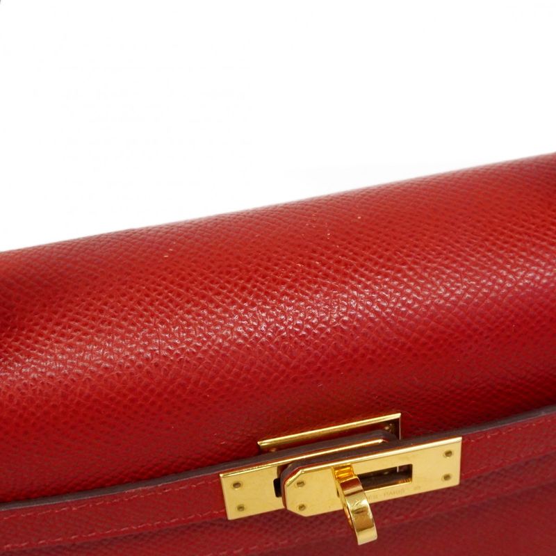 Hermes Handbag Kelly 25 Veau Epsom Rouge Casac Gold 2-Way Bag