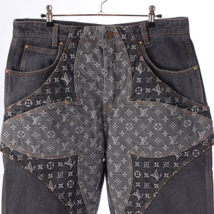 Louis Vuitton Monogram Flower Denim Pants Jeans Gray 33