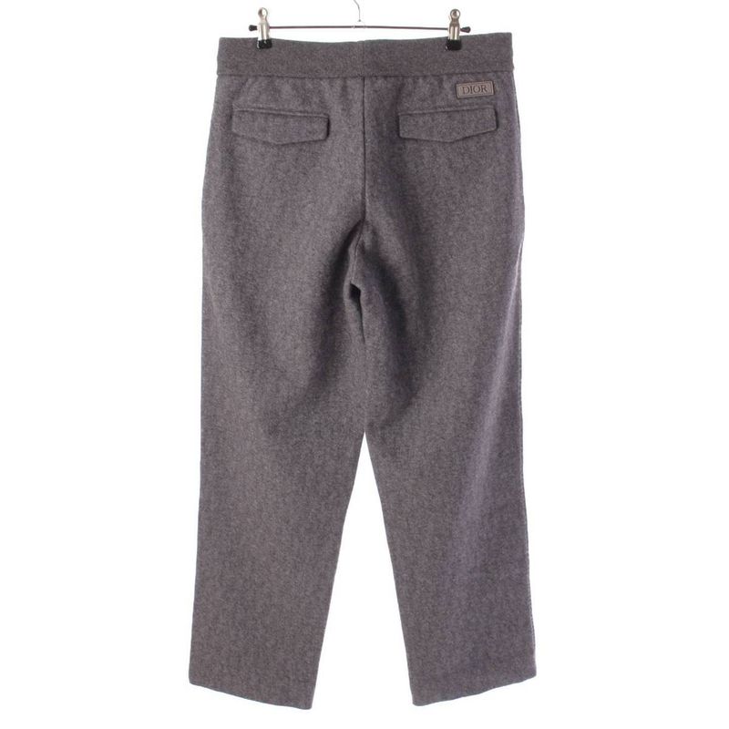 Dior Icons Cashmere Wool Back Logo Track Pants Trousers Gray