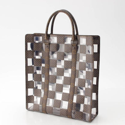 Louis Vuitton Monogram Chess Sac Plat Vinyl Tote Brown Clear