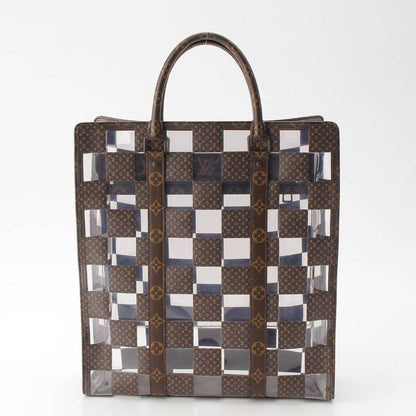 Louis Vuitton Monogram Chess Sac Plat Vinyl Tote Brown Clear