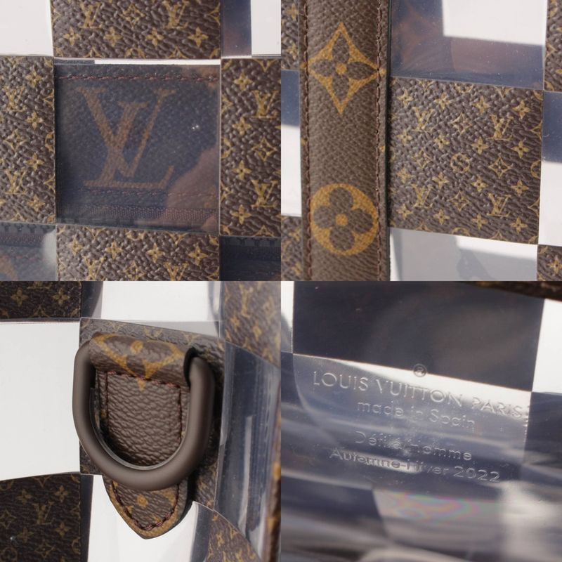 Louis Vuitton Monogram Chess Sac Plat Vinyl Tote Brown Clear