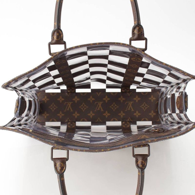 Louis Vuitton Monogram Chess Sac Plat Vinyl Tote Brown Clear