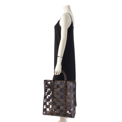 Louis Vuitton Monogram Chess Sac Plat Vinyl Tote Brown Clear
