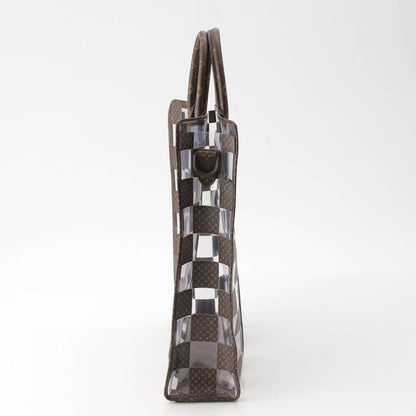 Louis Vuitton Monogram Chess Sac Plat Vinyl Tote Brown Clear
